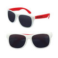 White Frame Adult Classic Sunglasses w/ Red Arms